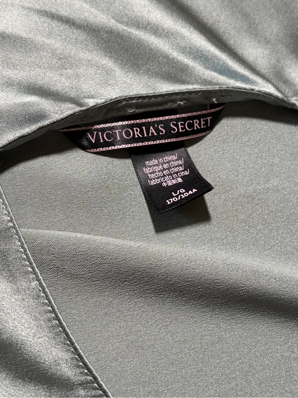 Victoria’s Secret Satin Slip Mini Dress Sage Green V Neck L Y2K